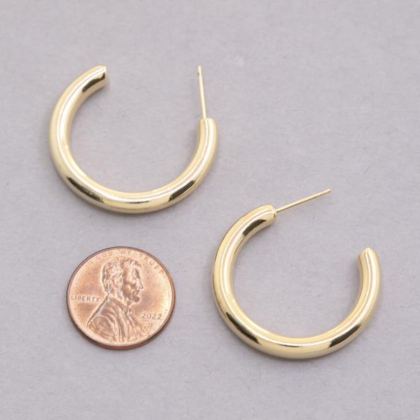 14K GOLD DIPPED BASIC METAL HOOP EARRING