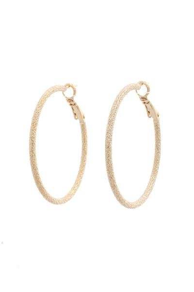 TEXTURED PIPE 14K GOLD DIPPED HOOP EARRING