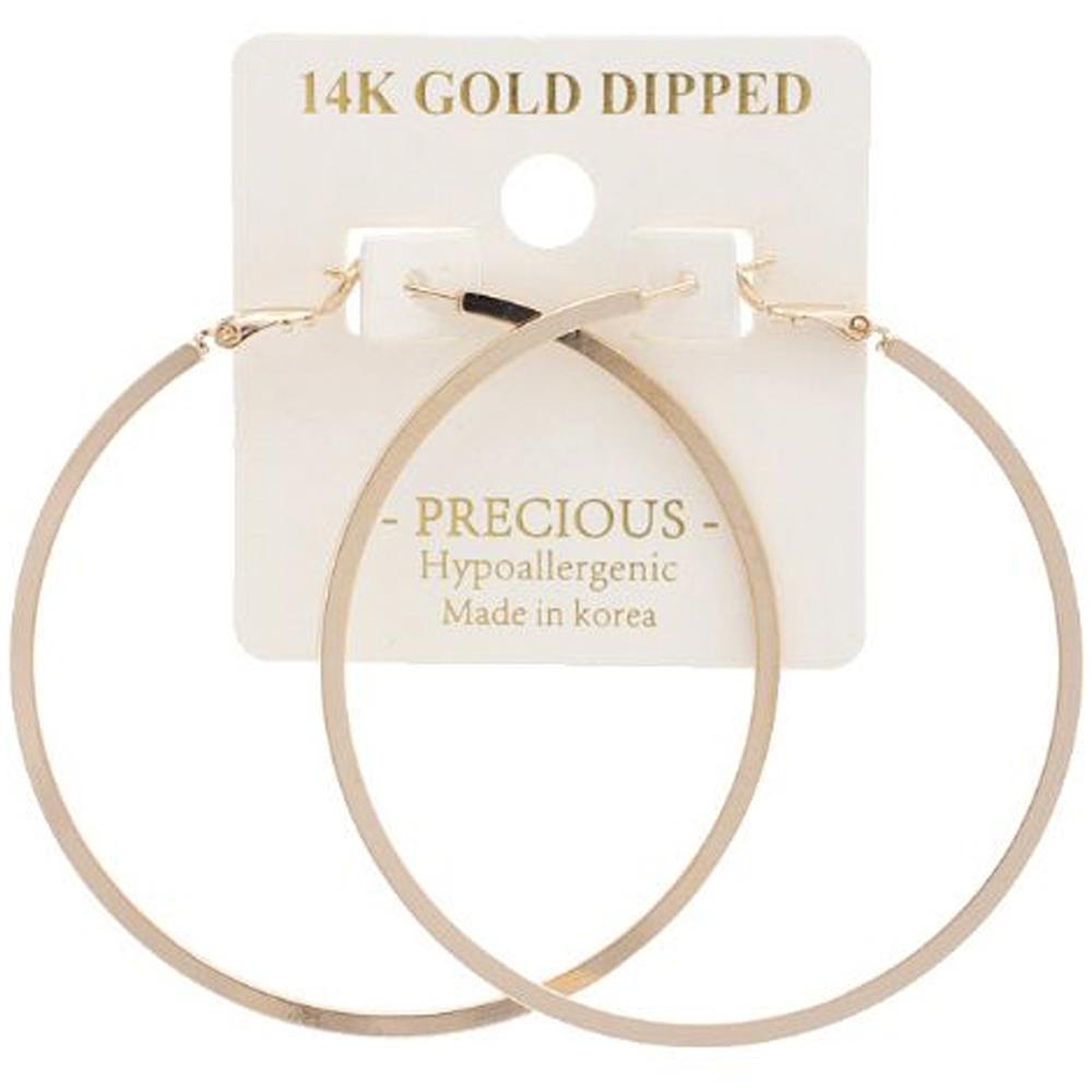 FLAT 14K GOLD DIPPED HOOP EARRING