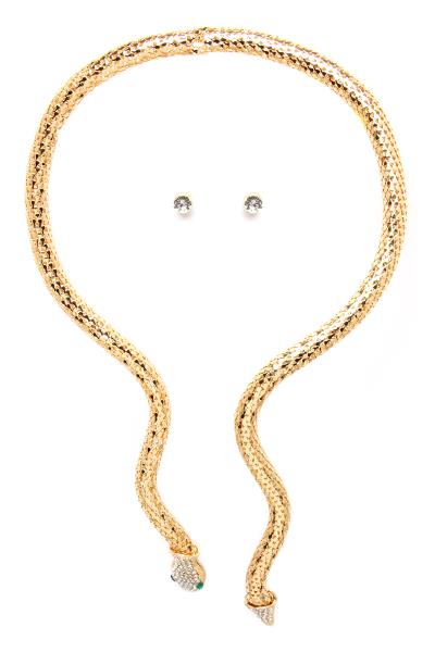 FASHION METAL SNAKE NECKLACE EARRING SET