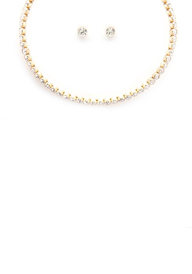 RHINESTONE METAL CHOKER NECKLACE