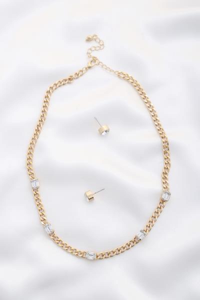 CUBAN CHAIN CRYSTAL NECKLACE