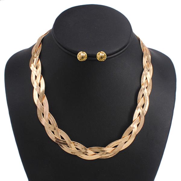 FLAT SNAKE CHAIN BRAIDED NECKLACE