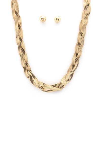 FLAT SNAKE CHAIN BRAIDED NECKLACE