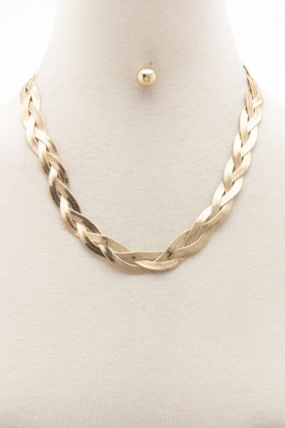 FLAT SNAKE CHAIN BRAIDED NECKLACE