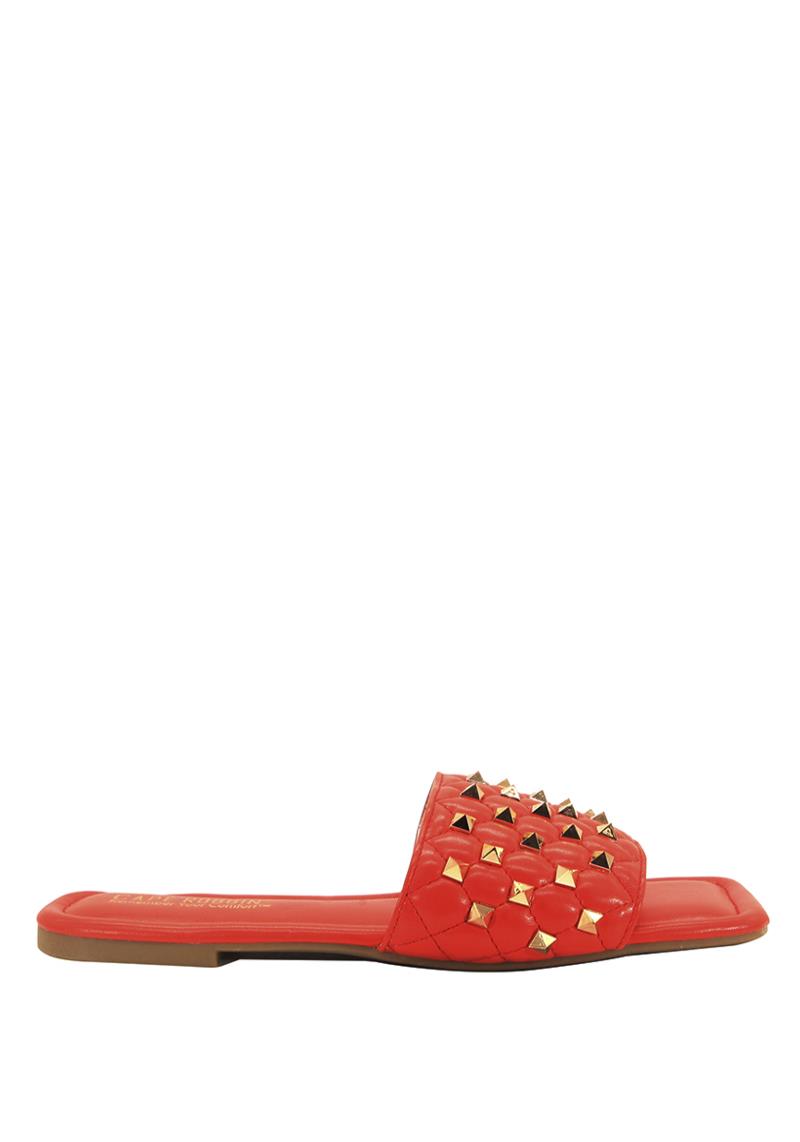 MULTI SPIKED STUD QUILT SLIPPER SANDALS