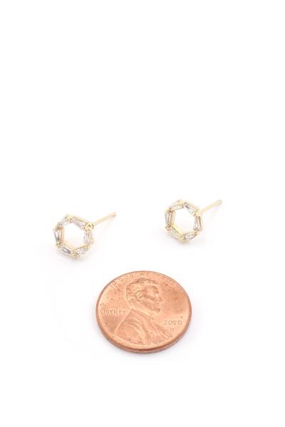 ROUND CUBIC ZIRCONIA 14K GOLD DIPPED EARRING