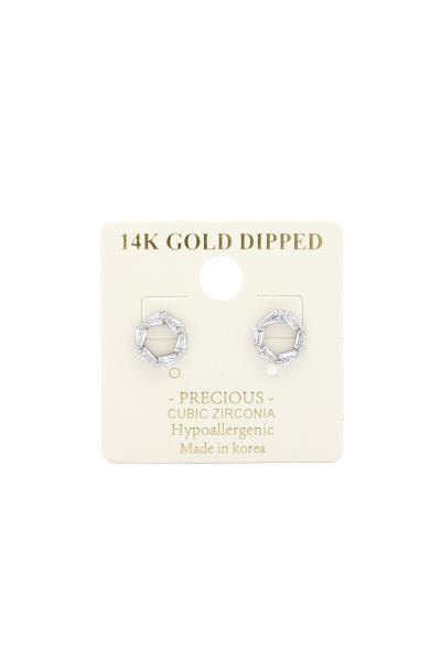 ROUND CUBIC ZIRCONIA 14K GOLD DIPPED EARRING