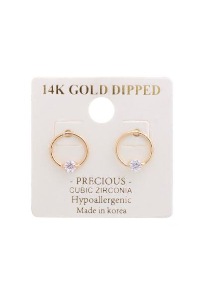 14K GOLD DIPPED C.Z 10MM STUD EARRING