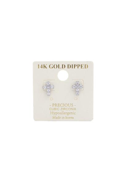 14K GOLD DIPPED CROSS EARRING