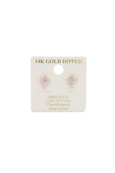 14K GOLD DIPPED CROSS EARRING