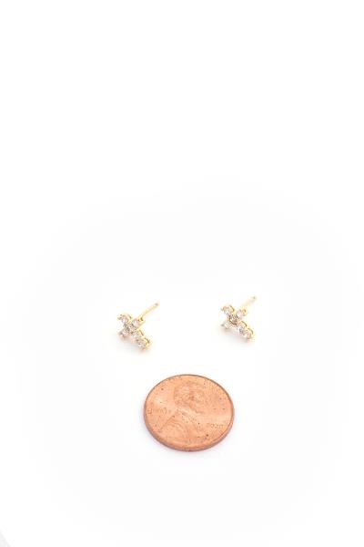 14K GOLD DIPPED CROSS EARRING