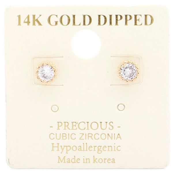 CUBIC ZIRCONIA 14K GOLD DIPPED EARRING