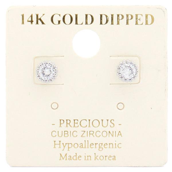 CUBIC ZIRCONIA 14K GOLD DIPPED EARRING
