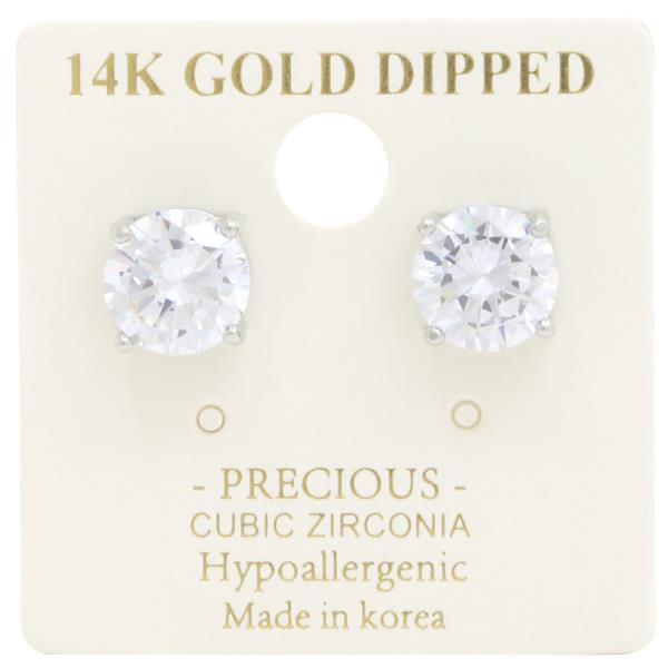 ROUND CRYSTAL 14K GOLD DIPPED EARRING