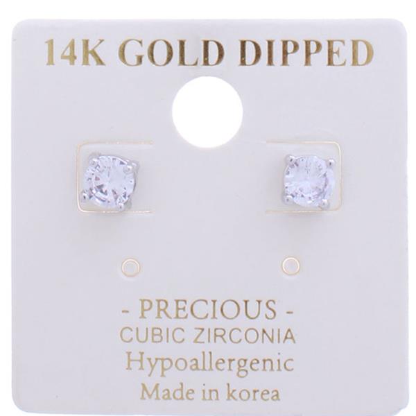 GOLD DIPPED C.Z. 5MM STUD EARRING