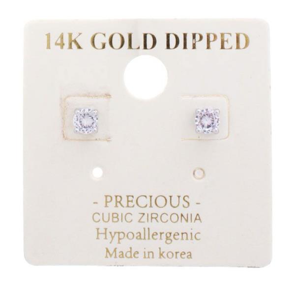 GOLD DIPPED C.Z. 4MM STUD EARRING