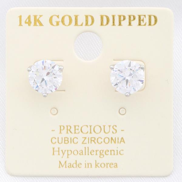 ROUND CRYSTAL 14K GOLD DIPPED STUD EARRING