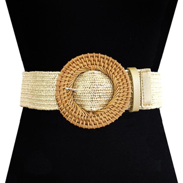 RATTAN ROUND BUCKLE ELASTIC BELT