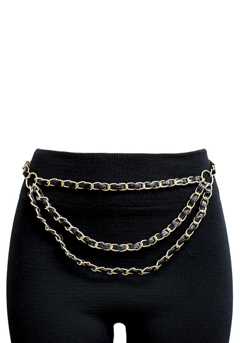 FASHION LEATHER WITH CHAIN BELT