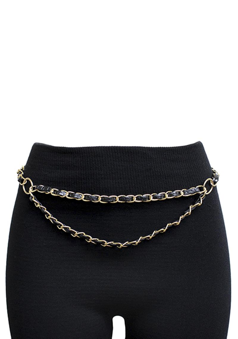 FASHION LEATHER WITH CHAIN BELT
