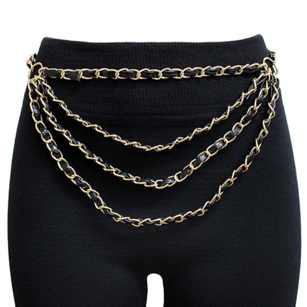 FASHION LEATHER WITH CHAIN BELT