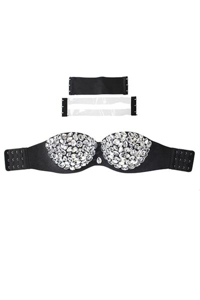 RHINESTONE BRA ESPALDA LIBRE STRAPLESS ADHERIBLE BRA