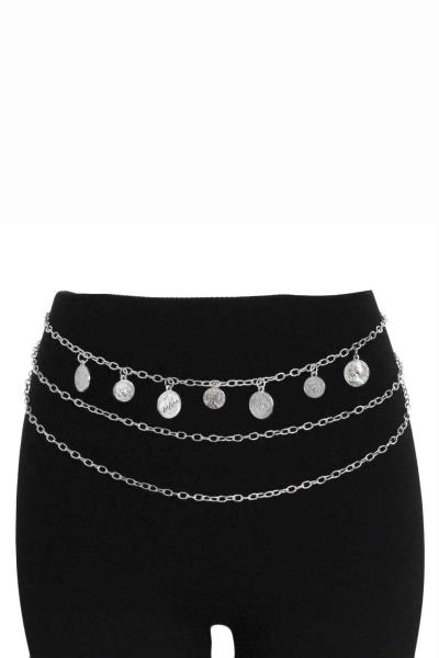 METAL CHAIN ROUND DANGLE BELLY BELT