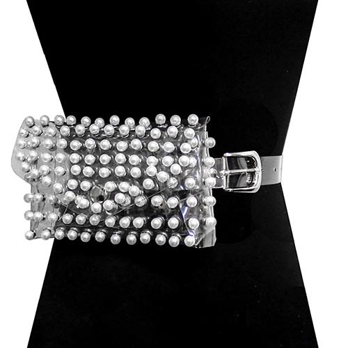 FASHION CLEAR PEARL STUDDED MINI BAG BELT