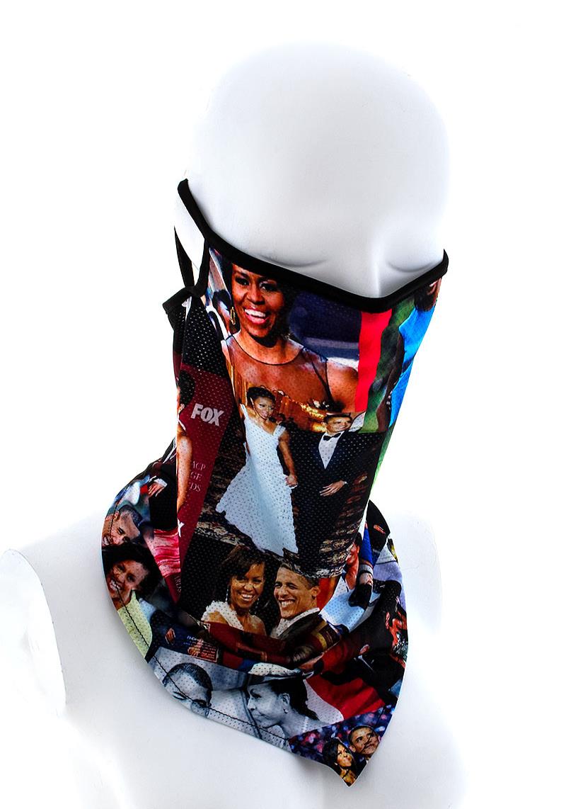 TRENDY MICHELL OBAMA PRINT MULTI FUNCTIONAL SEAMLESS WEAR NECK GAITER FACE COVER MASK