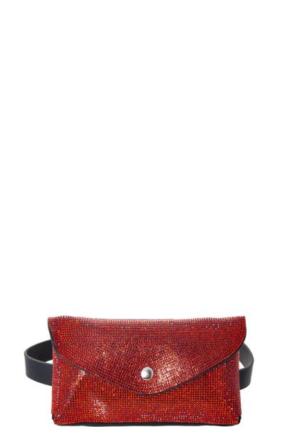 FASHION SPARKLING RHINESTONE MULTI PRINT DESIGN WAIST CLUTCH BELT