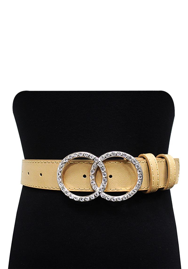 PLUS SIZE DOUBLE O RING STONE BUCKLE BELT