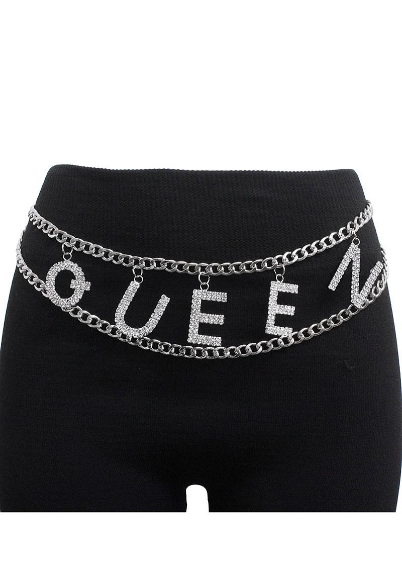 FASHION MULTI RHINESTONE QUEEN CHAIN BELT