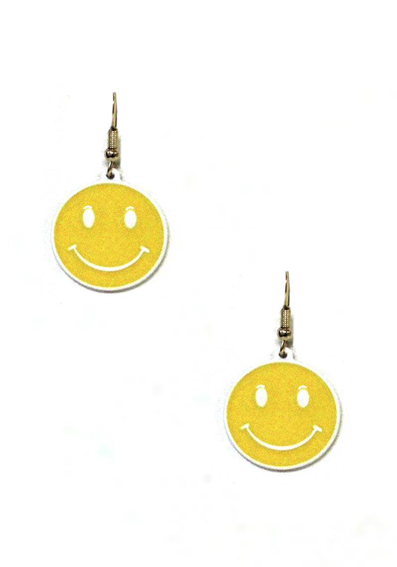 HAPPY FACE DANGLE EARRING