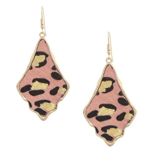 ANIMAL PRINT GENUINE LEATHER DROP EARRING