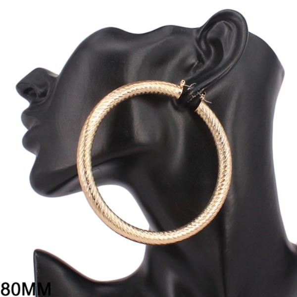 LINED PIPE METAL HOOP EARRING
