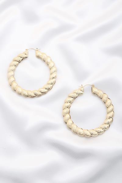 CHUNKY METAL TWIST SHAPE HOOP EARRING
