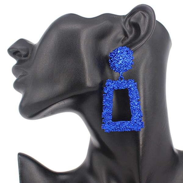 METAL GEOMETRIC DANGLE RECTANGLE STATEMENT EARRING