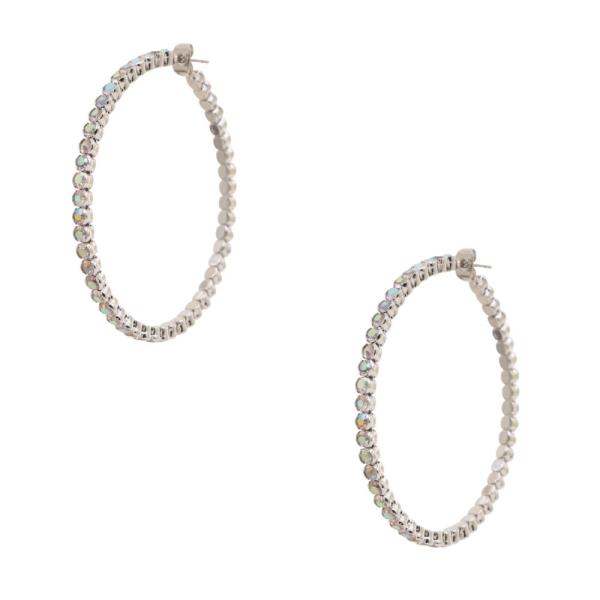 RHINESTONE EDGE HOOP EARRING