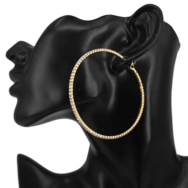 RHINESTONE BASIC 60MM HOOP EARRING