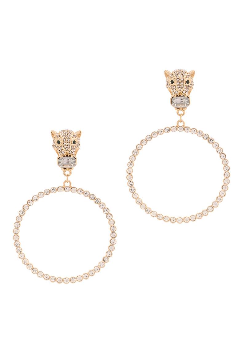 JAGUAR WITH ROUND EDGE STONE EARRING