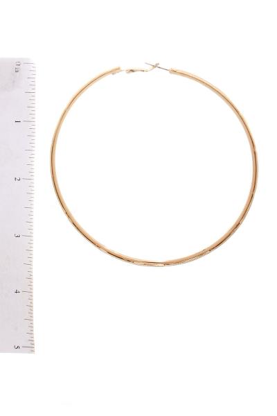 HERRINGBONE CHAIN 90MM METAL HOOP EARRING