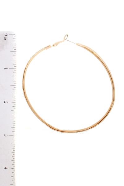 HERRINGBONE CHAIN 70MM METAL HOOP EARRING