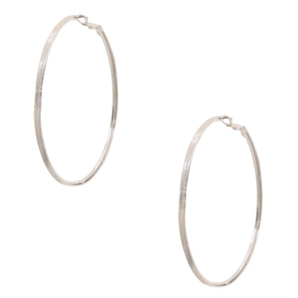 HERRINGBONE CHAIN 70MM METAL HOOP EARRING