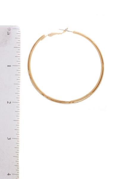 HERRINGBONE CHAIN METAL HOOP EARRING