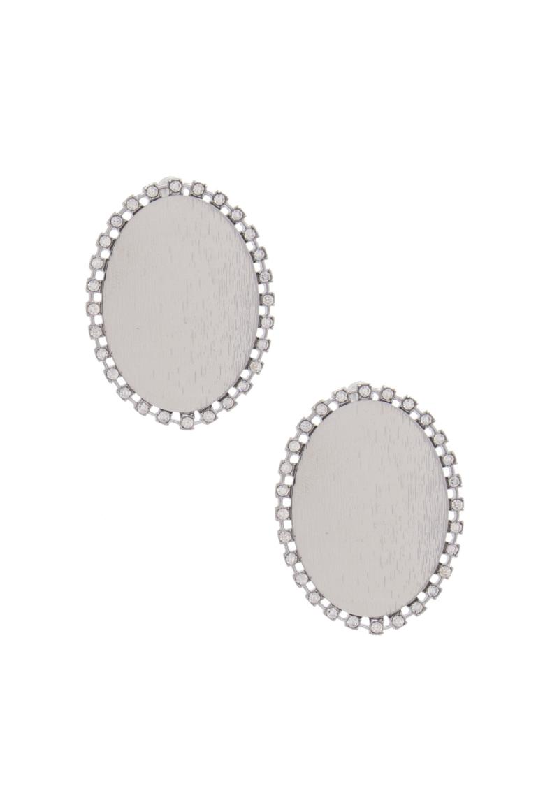 OVAL RHINESTONE EDGE POST EARRING