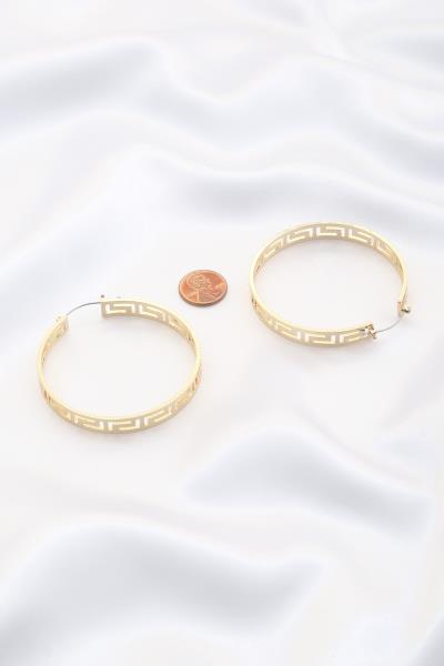 GREEK PATTERN METAL HOOP EARRING