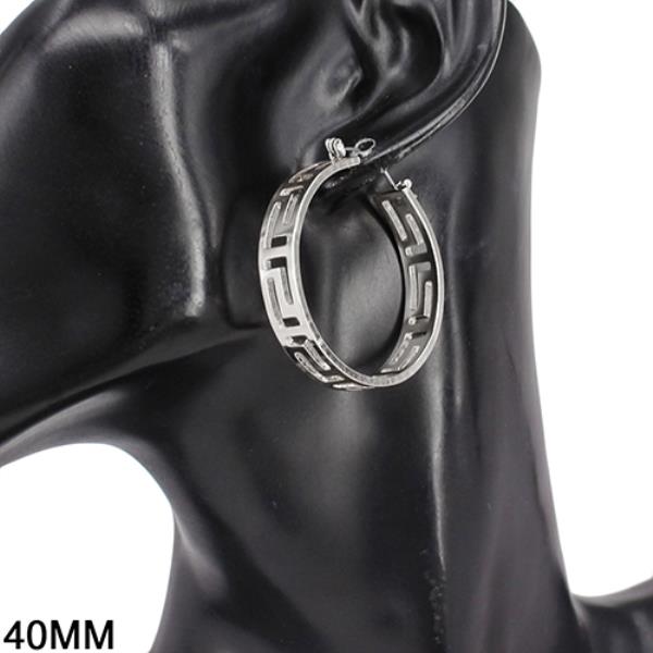 GREEK PATTERN METAL HOOP EARRING
