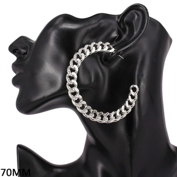 CURB LINK RHINESTONE OPEN HOOP EARRING