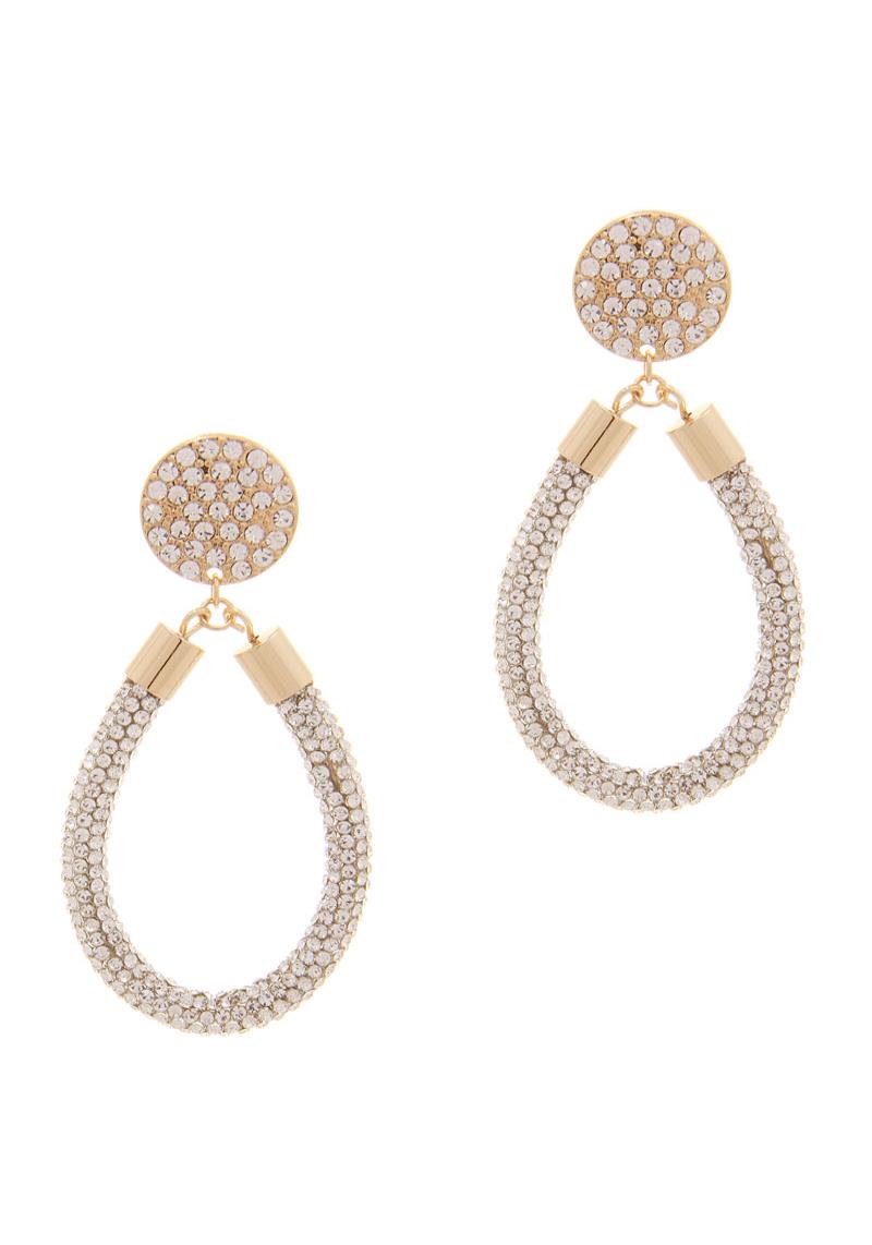 MULTIPLE RHINE STONE TEARDROP ROUND STUD EARRING
